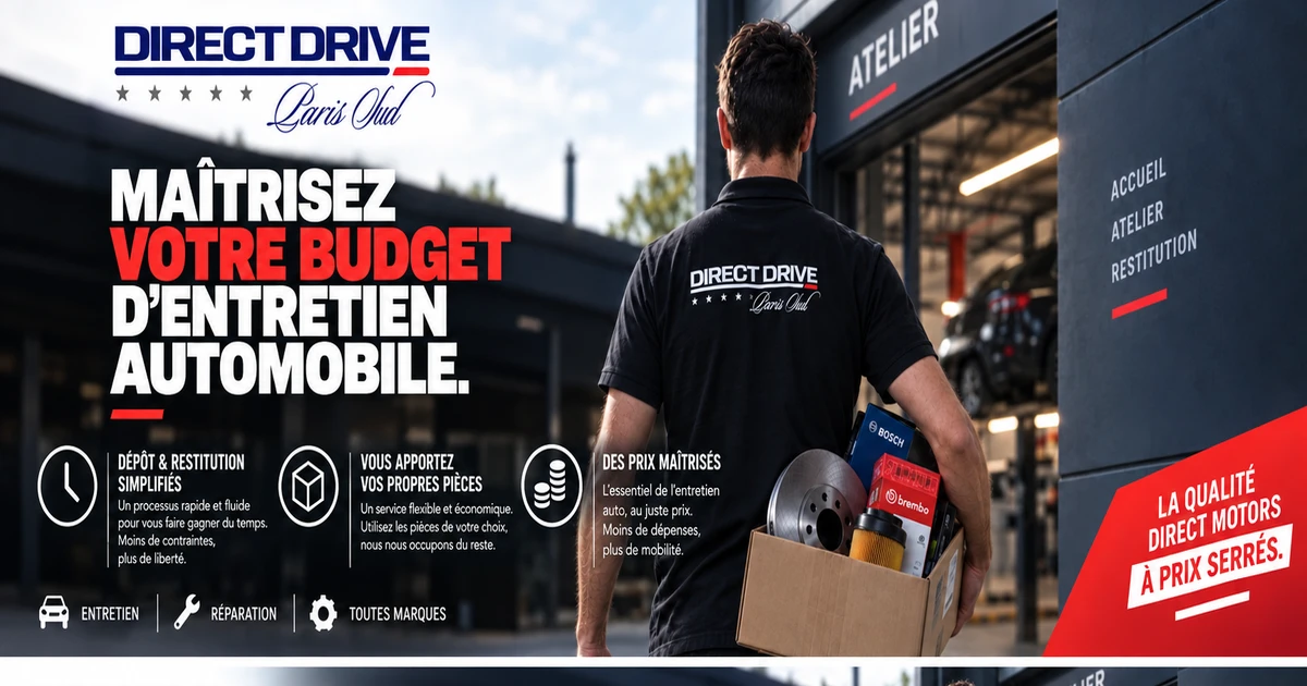 Découvrir Direct Drive Paris Sud : maîtrisez votre budget d&rsquo;entretien automobile, la qualité Direct Motors à prix serrés